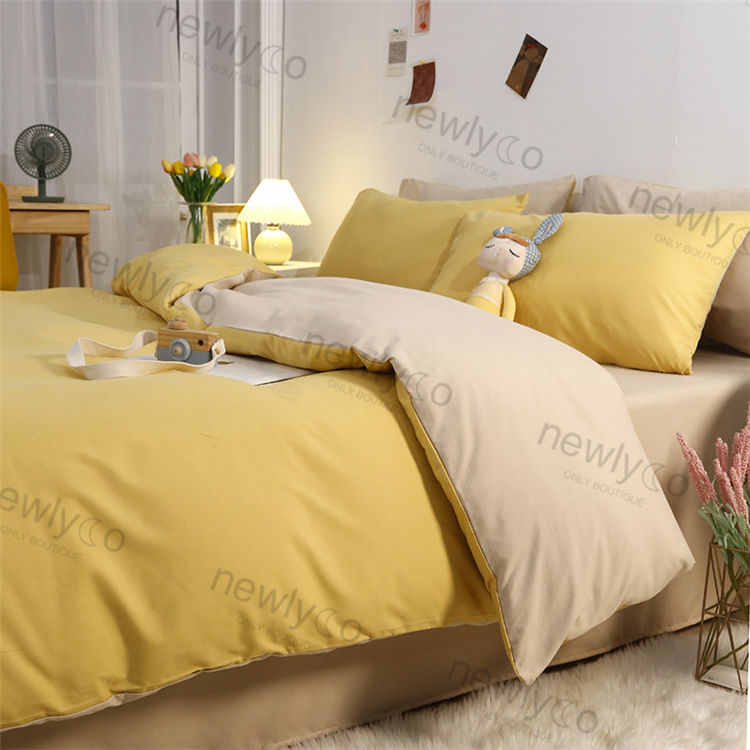 4 Piece Washed Cotton High Quality Bed Sheet Set - C/LF85